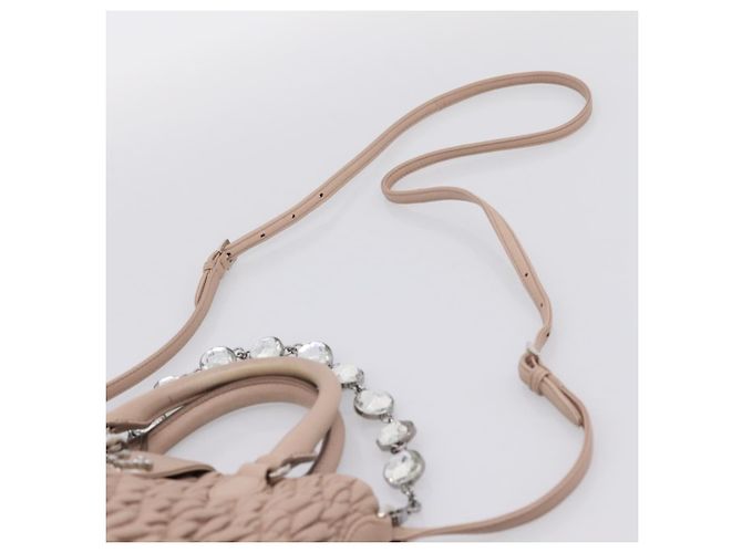 Borsa a tracolla Miu Miu Matelassé con catena in pelle 2way Rosa Argento Auth 202582V - vista 16