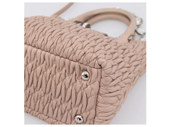 Borsa a tracolla Miu Miu Matelassé con catena in pelle 2way Rosa Argento Auth 202582V - vista 17