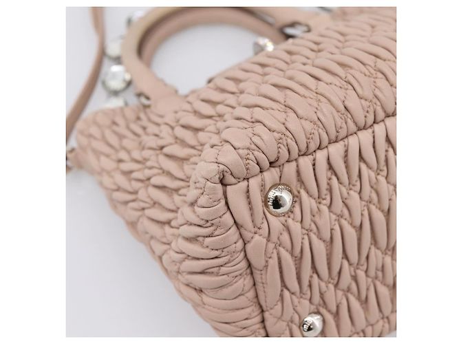 Borsa a tracolla Miu Miu Matelassé con catena in pelle 2way Rosa Argento Auth 202582V - vista 18