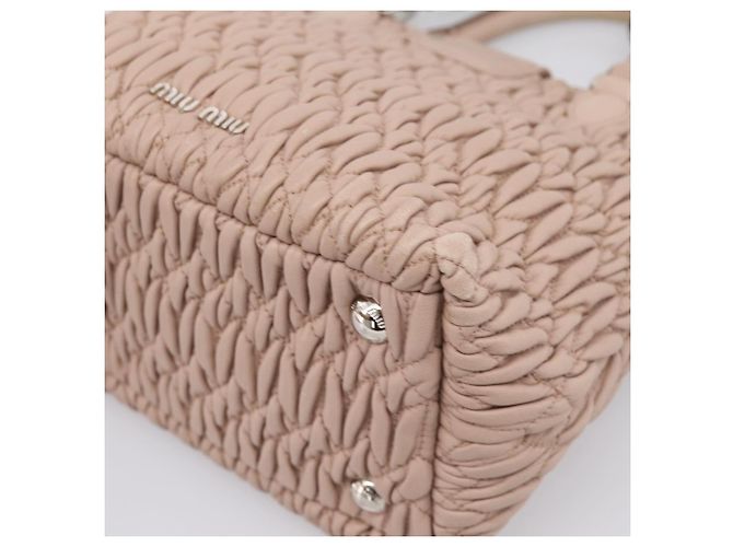 Borsa a tracolla Miu Miu Matelassé con catena in pelle 2way Rosa Argento Auth 202582V - vista 19