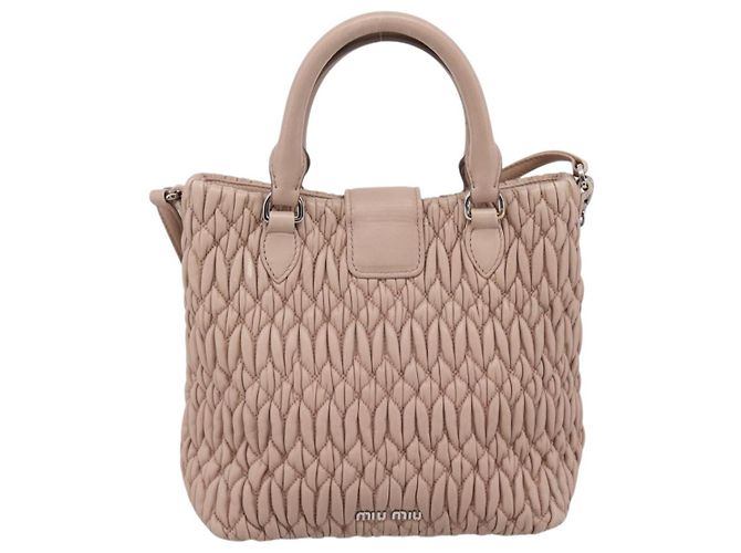 Borsa a tracolla Miu Miu Matelassé con catena in pelle 2way Rosa Argento Auth 202582V - vista 2