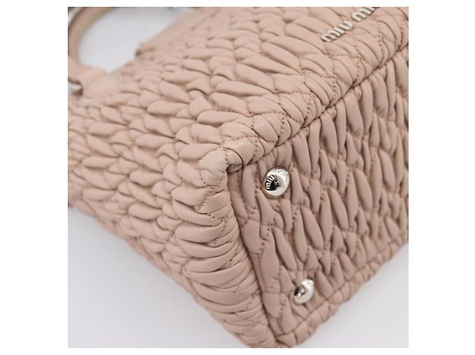 Borsa a tracolla Miu Miu Matelassé con catena in pelle 2way Rosa Argento Auth 202582V - vista 20