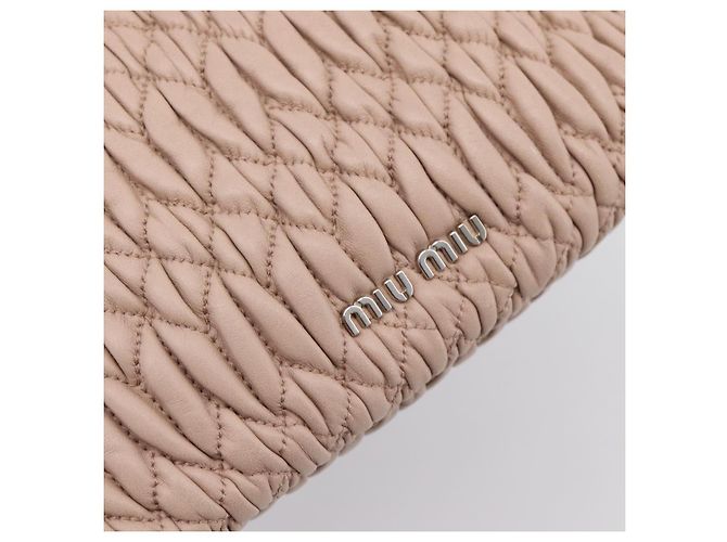 Borsa a tracolla Miu Miu Matelassé con catena in pelle 2way Rosa Argento Auth 202582V - vista 21