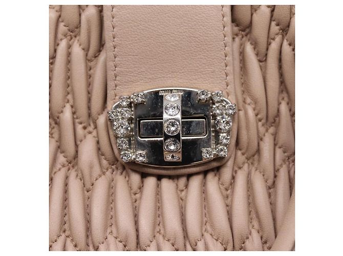 Borsa a tracolla Miu Miu Matelassé con catena in pelle 2way Rosa Argento Auth 202582V - vista 22