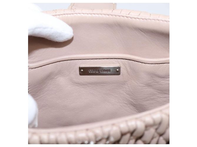 Borsa a tracolla Miu Miu Matelassé con catena in pelle 2way Rosa Argento Auth 202582V - vista 23
