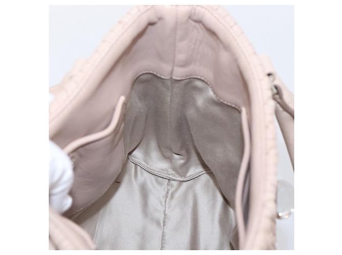 Borsa a tracolla Miu Miu Matelassé con catena in pelle 2way Rosa Argento Auth 202582V - vista 24