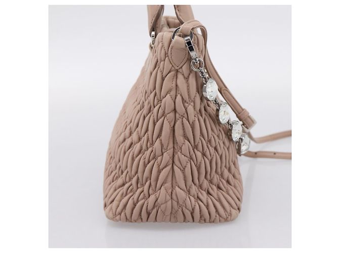Borsa a tracolla Miu Miu Matelassé con catena in pelle 2way Rosa Argento Auth 202582V - vista 3