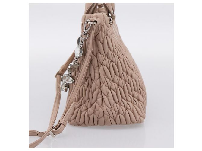 Borsa a tracolla Miu Miu Matelassé con catena in pelle 2way Rosa Argento Auth 202582V - vista 4