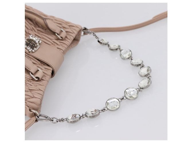 Borsa a tracolla Miu Miu Matelassé con catena in pelle 2way Rosa Argento Auth 202582V - vista 8