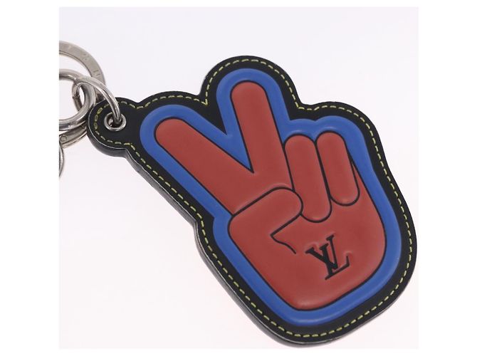 LOUIS VUITTON Porte Cles College LV League Peace Out Red M62753 LV Auth 202479A Argento Rosso - vista 4