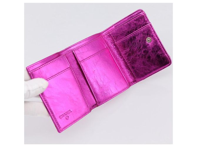 Cartera CHANEL Cuero Rosa Plata CC Auth 203048V - vista 7