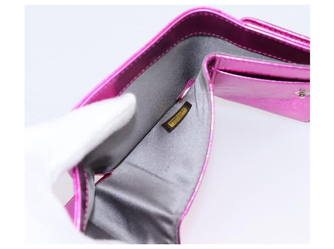 Cartera CHANEL Cuero Rosa Plata CC Auth 203048V - vista 9