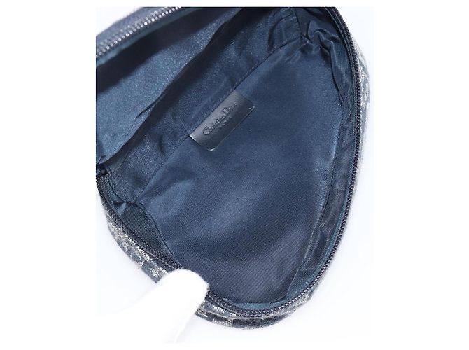 Pouch saddle Christian Dior Trotter Canvas Navy Gold Auth 203040A D'oro Blu navy - vista 10
