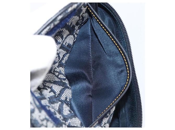 Pouch saddle Christian Dior Trotter Canvas Navy Gold Auth 203040A D'oro Blu navy - vista 11