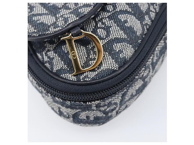 Pouch saddle Christian Dior Trotter Canvas Navy Gold Auth 203040A D'oro Blu navy - vista 14
