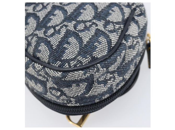 Pouch saddle Christian Dior Trotter Canvas Navy Gold Auth 203040A D'oro Blu navy - vista 15