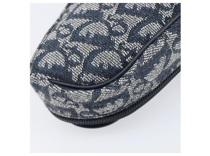 Pouch saddle Christian Dior Trotter Canvas Navy Gold Auth 203040A D'oro Blu navy - vista 16