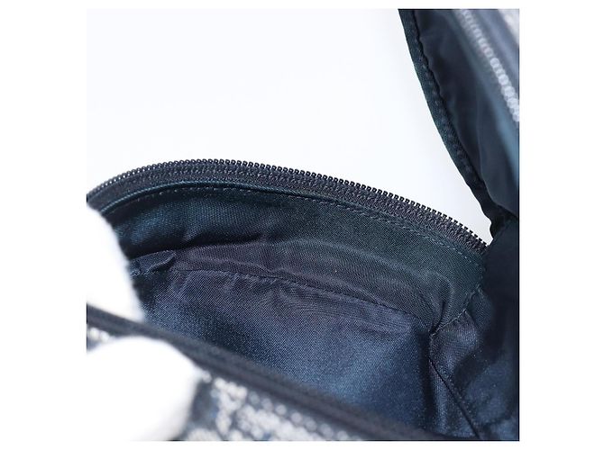 Pouch saddle Christian Dior Trotter Canvas Navy Gold Auth 203040A D'oro Blu navy - vista 19