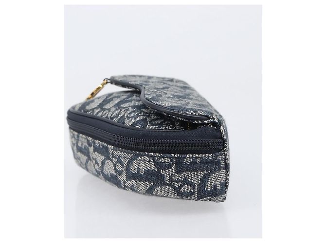 Pouch saddle Christian Dior Trotter Canvas Navy Gold Auth 203040A D'oro Blu navy - vista 3