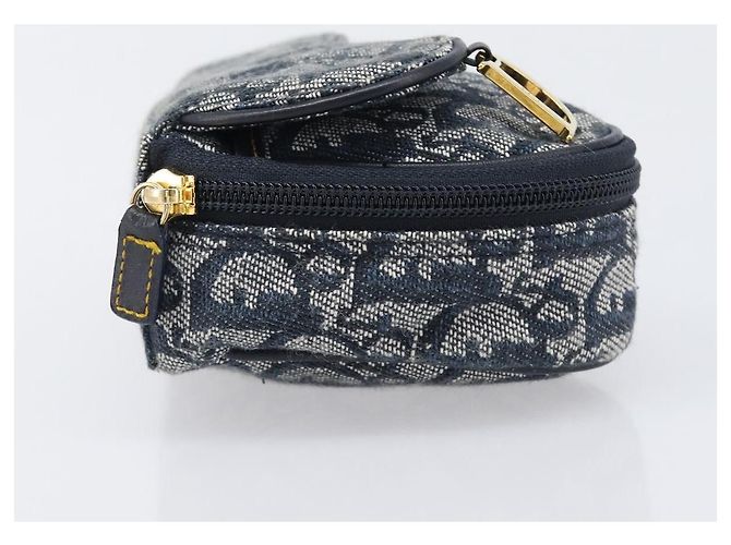 Pouch saddle Christian Dior Trotter Canvas Navy Gold Auth 203040A D'oro Blu navy - vista 4