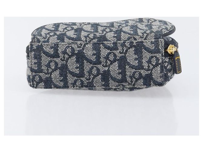Pouch saddle Christian Dior Trotter Canvas Navy Gold Auth 203040A D'oro Blu navy - vista 5