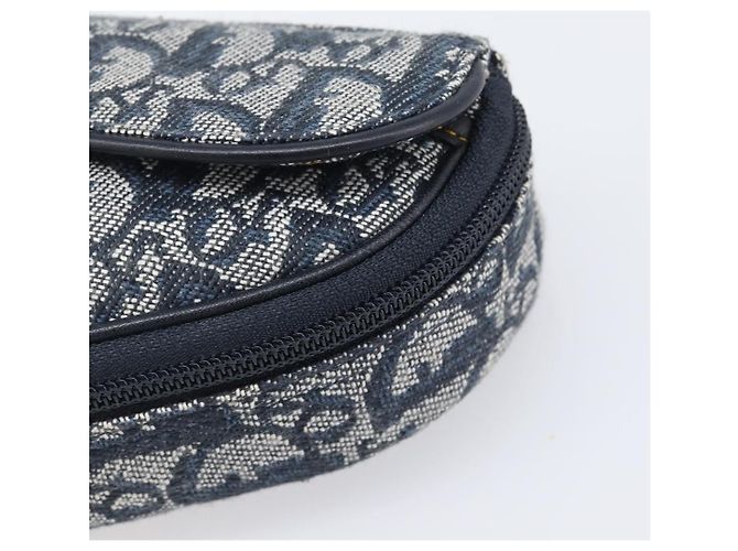 Pouch saddle Christian Dior Trotter Canvas Navy Gold Auth 203040A D'oro Blu navy - vista 7