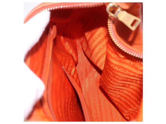 PRADA Schultertasche Vittero Dino Leather Orange Gold Auth 200974SAM Golden - Ansicht 21