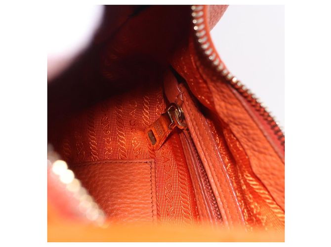 PRADA Schultertasche Vittero Dino Leather Orange Gold Auth 200974SAM Golden - Ansicht 23