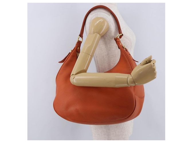 PRADA Schultertasche Vittero Dino Leather Orange Gold Auth 200974SAM Golden - Ansicht 25