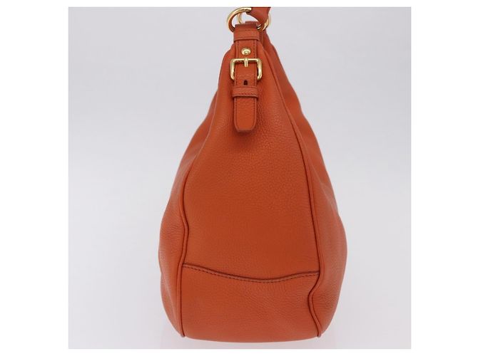 PRADA Schultertasche Vittero Dino Leather Orange Gold Auth 200974SAM Golden - Ansicht 3