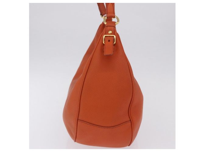 PRADA Schultertasche Vittero Dino Leather Orange Gold Auth 200974SAM Golden - Ansicht 4