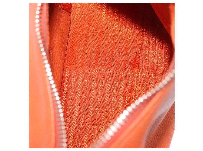 PRADA Schultertasche Vittero Dino Leather Orange Gold Auth 200974SAM Golden - Ansicht 9