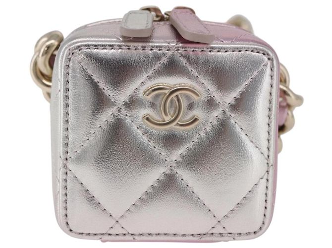 CHANEL Matelasse Chain Shoulder Pouch Lamb Skin Gold Silver CC Auth bs36858SAM Argento D'oro - vista 13