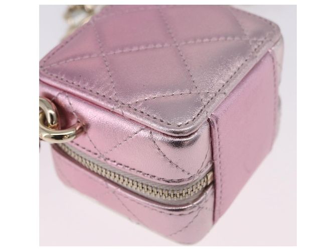 CHANEL Matelasse Chain Shoulder Pouch Lamb Skin Gold Silver CC Auth bs36858SAM Argento D'oro - vista 15