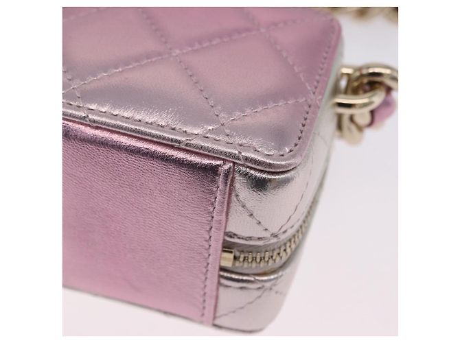 CHANEL Matelasse Chain Shoulder Pouch Lamb Skin Gold Silver CC Auth bs36858SAM Argento D'oro - vista 16