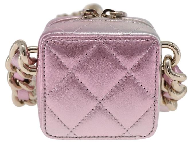 CHANEL Matelasse Chain Shoulder Pouch Lamb Skin Gold Silver CC Auth bs36858SAM Argento D'oro - vista 2