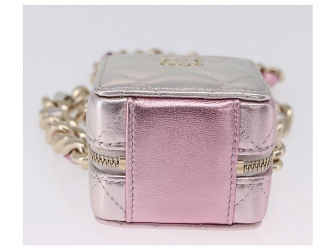 CHANEL Matelasse Chain Shoulder Pouch Lamb Skin Gold Silver CC Auth bs36858SAM Argento D'oro - vista 5