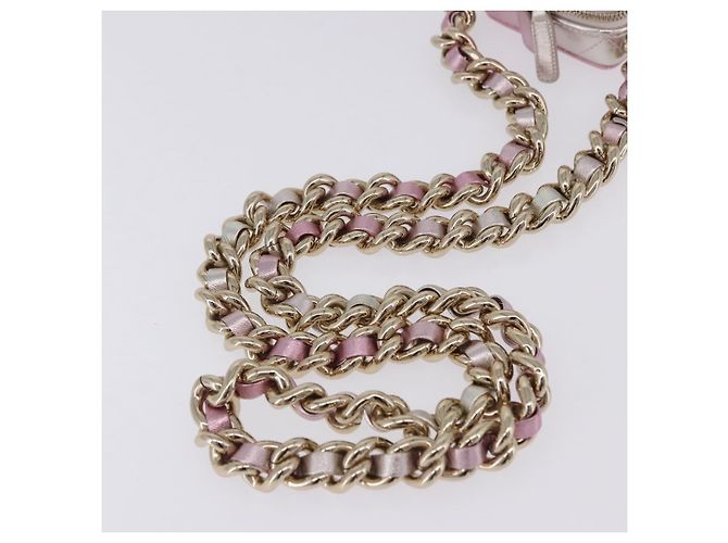 CHANEL Matelasse Chain Shoulder Pouch Lamb Skin Gold Silver CC Auth bs36858SAM Argento D'oro - vista 7