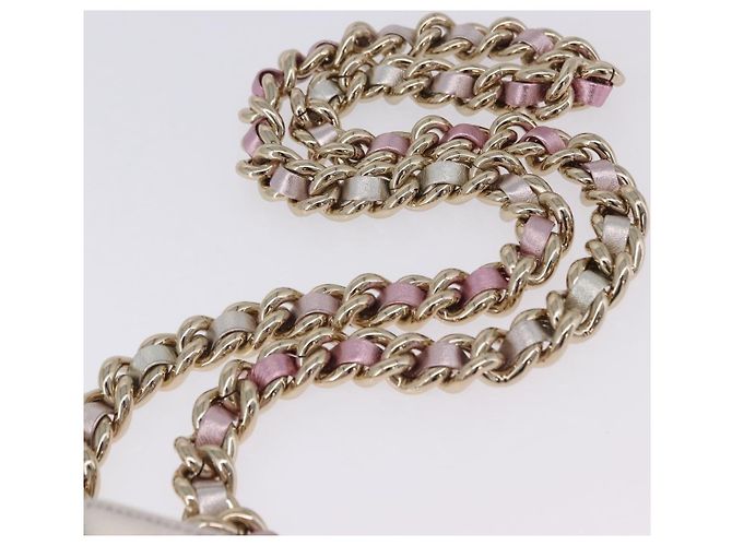 CHANEL Matelasse Chain Shoulder Pouch Lamb Skin Gold Silver CC Auth bs36858SAM Argento D'oro - vista 8