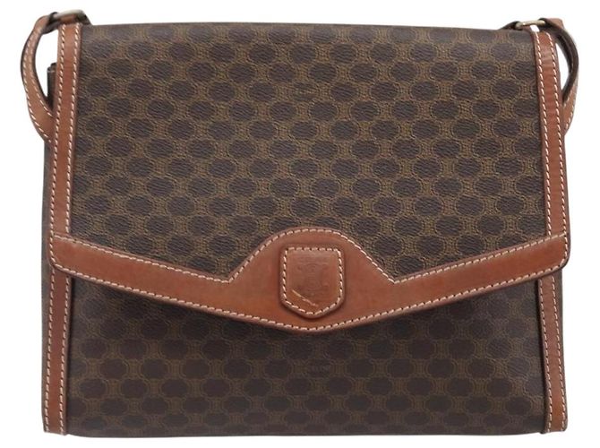 Céline Borsa a tracolla CELINE Macadam PVC Pelle Marrone Tono Oro Auth 201420 - vista 13
