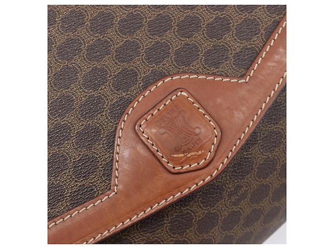 Céline Borsa a tracolla CELINE Macadam PVC Pelle Marrone Tono Oro Auth 201420 - vista 19
