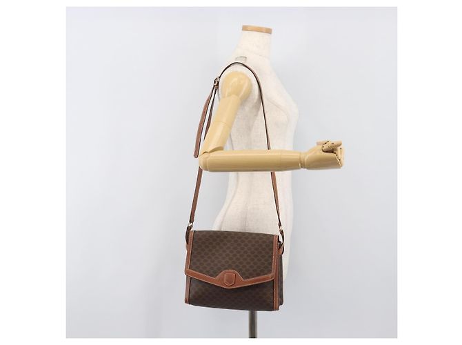 Céline Borsa a tracolla CELINE Macadam PVC Pelle Marrone Tono Oro Auth 201420 - vista 26