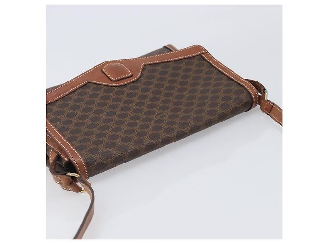 Céline Borsa a tracolla CELINE Macadam PVC Pelle Marrone Tono Oro Auth 201420 - vista 6