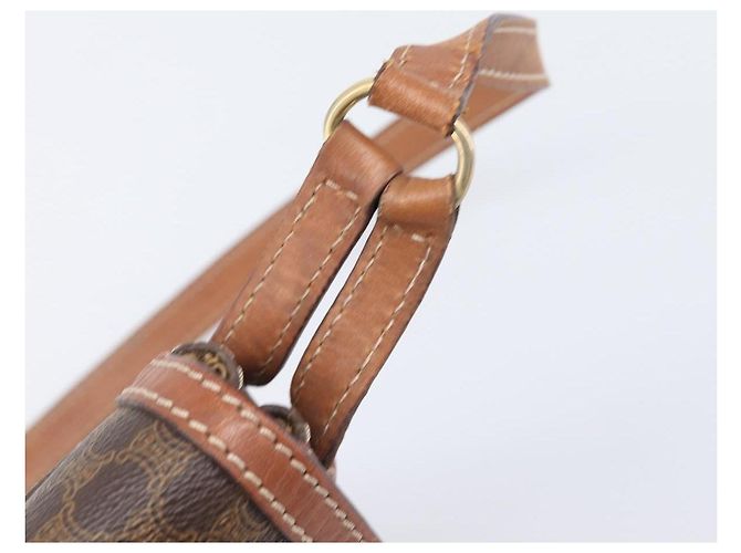 Céline Borsa a tracolla CELINE Macadam PVC Pelle Marrone Tono Oro Auth 201420 - vista 8