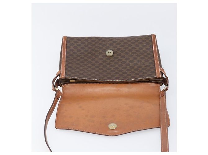 Céline Borsa a tracolla CELINE Macadam PVC Pelle Marrone Tono Oro Auth 201420 - vista 9