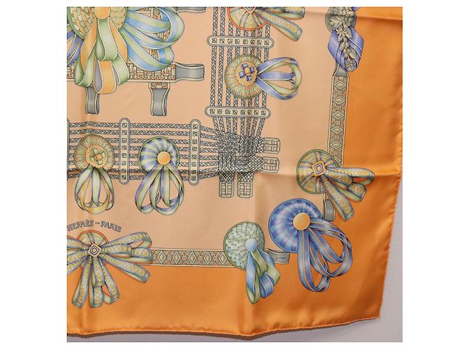 Hermès HERMES Carré 90 Seidentuch "LES RUBANS DU CHEVAL" Orange Auth 199852M - Ansicht 10