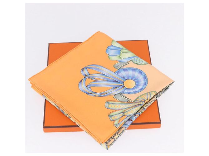 Hermès HERMES Carré 90 Seidentuch "LES RUBANS DU CHEVAL" Orange Auth 199852M - Ansicht 12