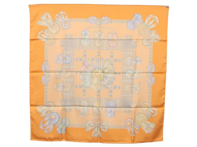 Hermès HERMES Carré 90 Seidentuch "LES RUBANS DU CHEVAL" Orange Auth 199852M - Ansicht 15