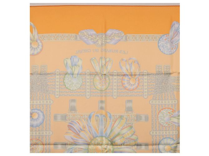 Hermès HERMES Carré 90 Seidentuch "LES RUBANS DU CHEVAL" Orange Auth 199852M - Ansicht 17