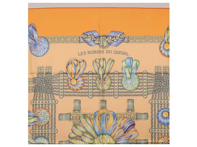 Hermès HERMES Carré 90 Seidentuch "LES RUBANS DU CHEVAL" Orange Auth 199852M - Ansicht 3